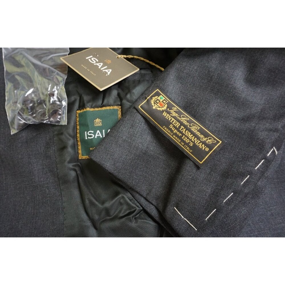 Isaia Enrico Solid Gray Loro Piana S120s Wool 2 Pc Suit Jacket Pants Sz 46R NEW